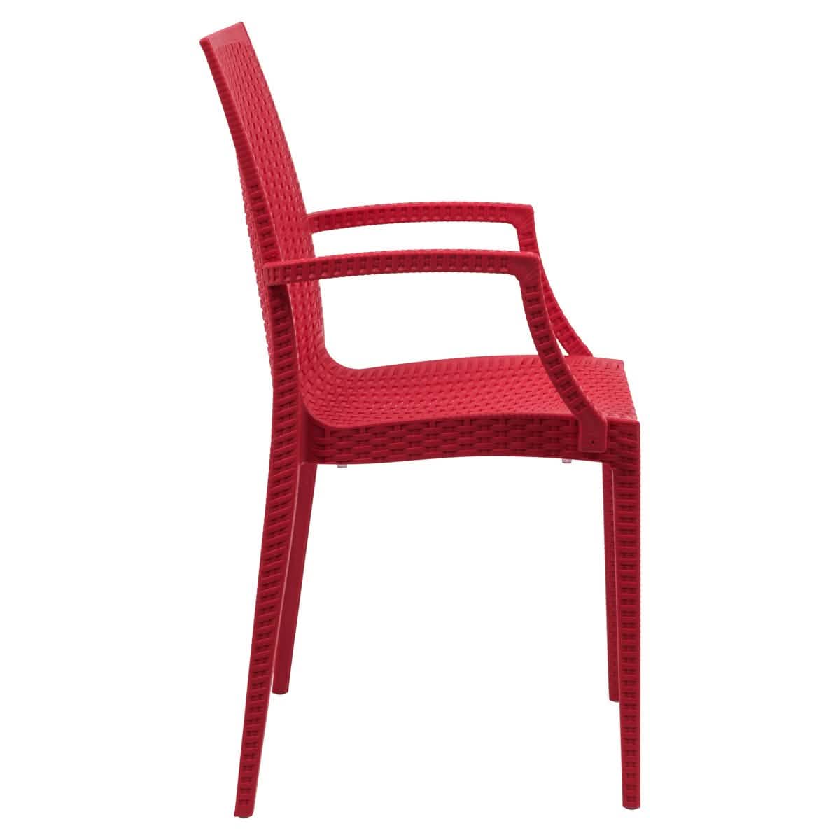 Weave Mace Indoor/Outdoor Chair (With Arms) White Leisuremod