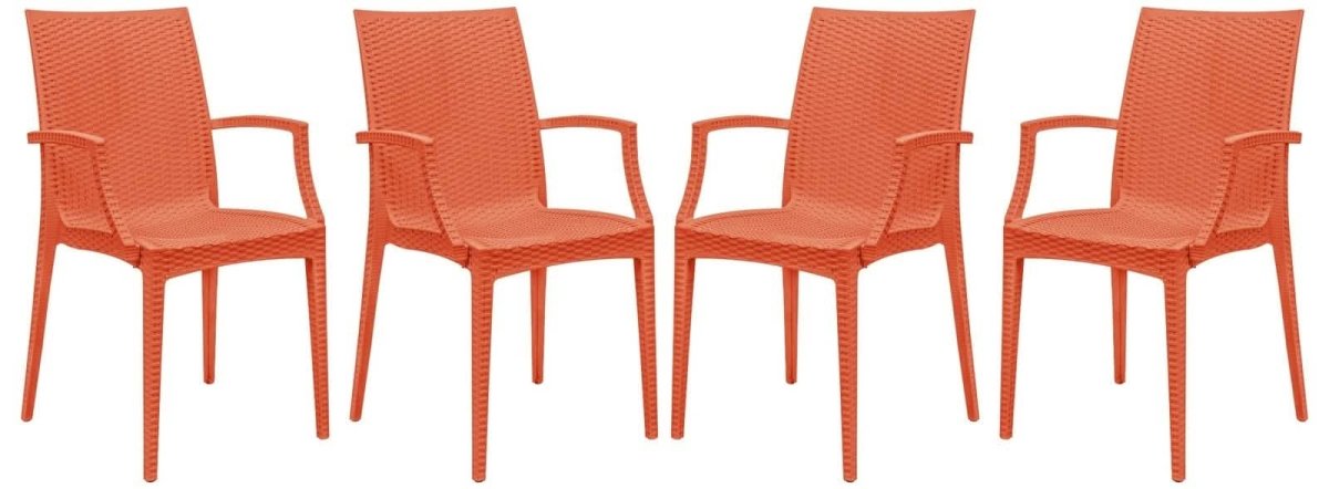 Weave Mace Indoor/Outdoor Chair (With Arms) White Leisuremod