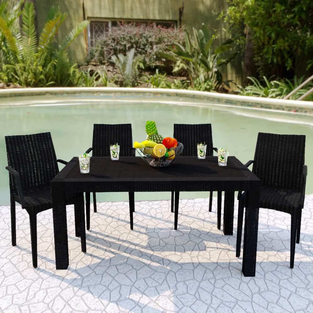 Weave Mace Indoor/Outdoor Chair (With Arms) White Leisuremod