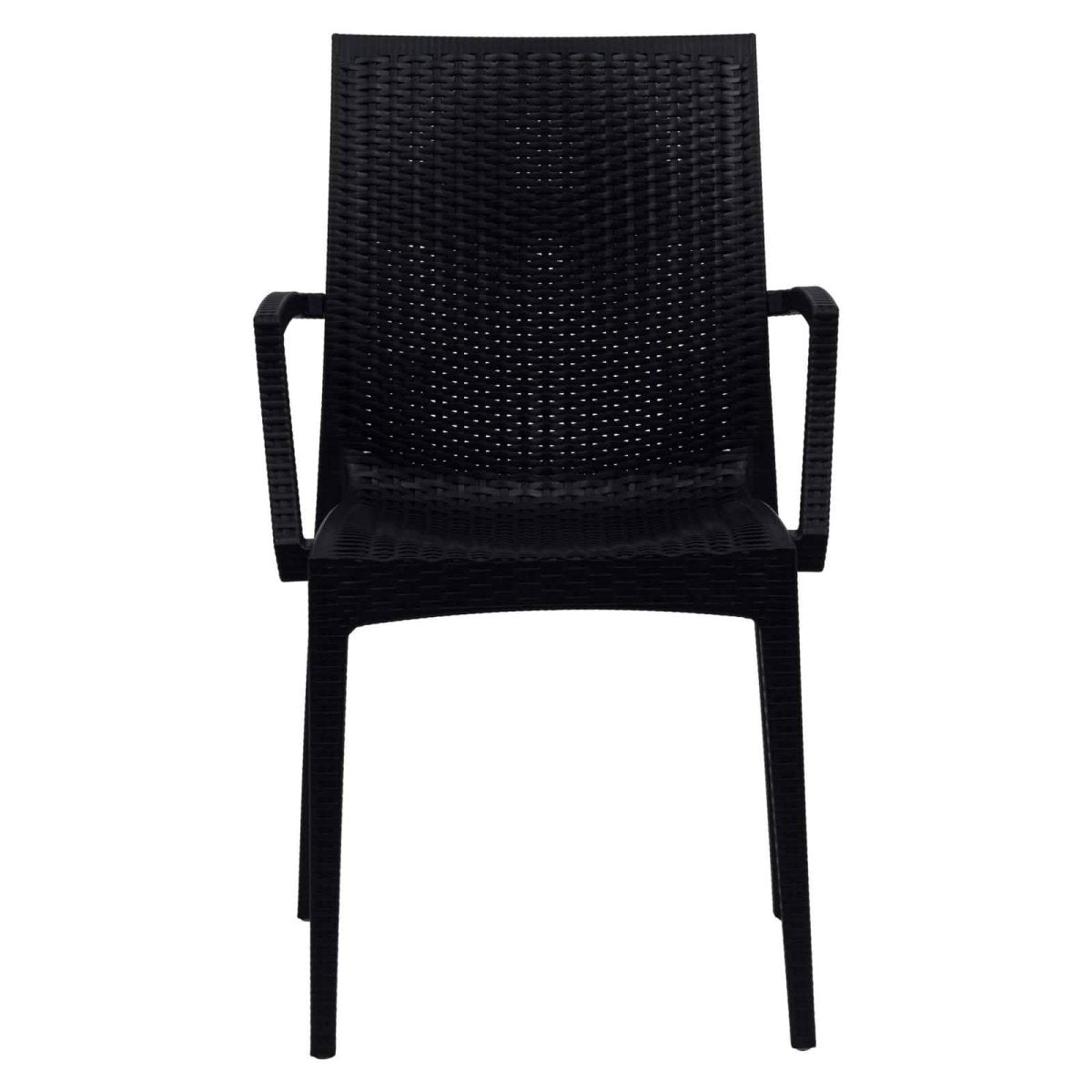 Weave Mace Indoor/Outdoor Chair (With Arms) Black Leisuremod