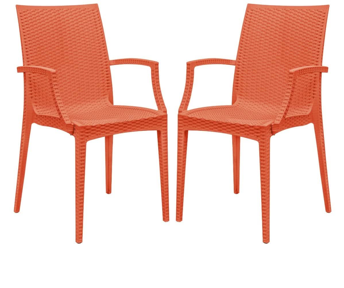 Weave Mace Indoor/Outdoor Chair (With Arms) White Leisuremod