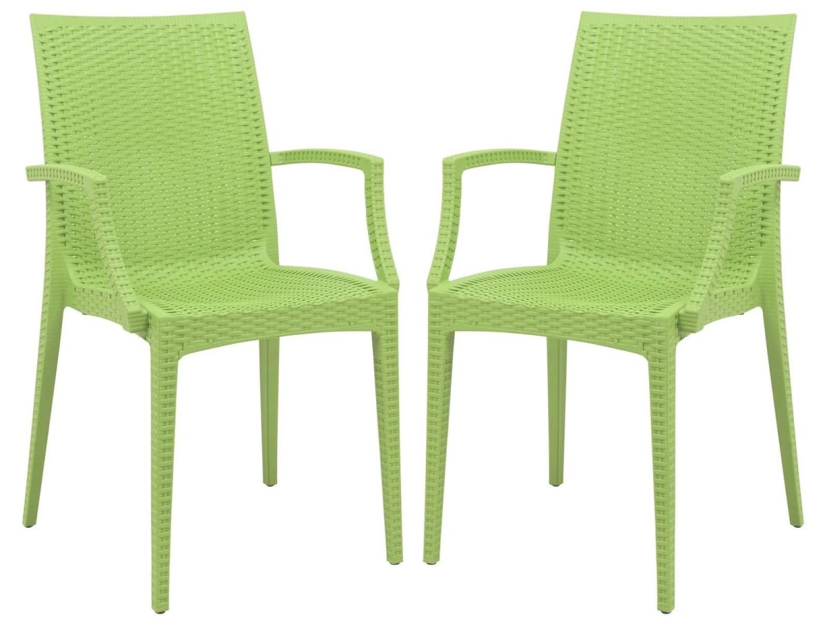Weave Mace Indoor/Outdoor Chair (With Arms) White Leisuremod
