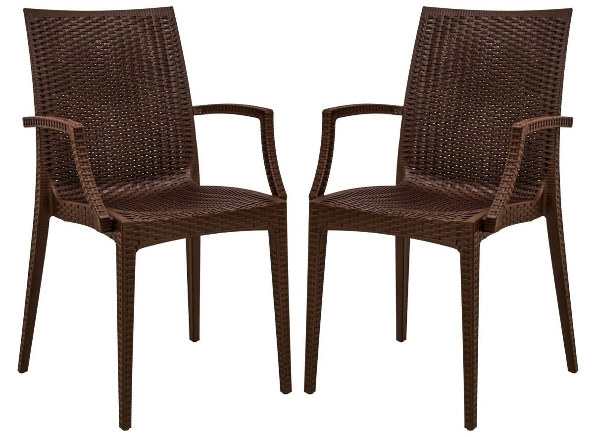 Weave Mace Indoor/Outdoor Chair (With Arms) White Leisuremod