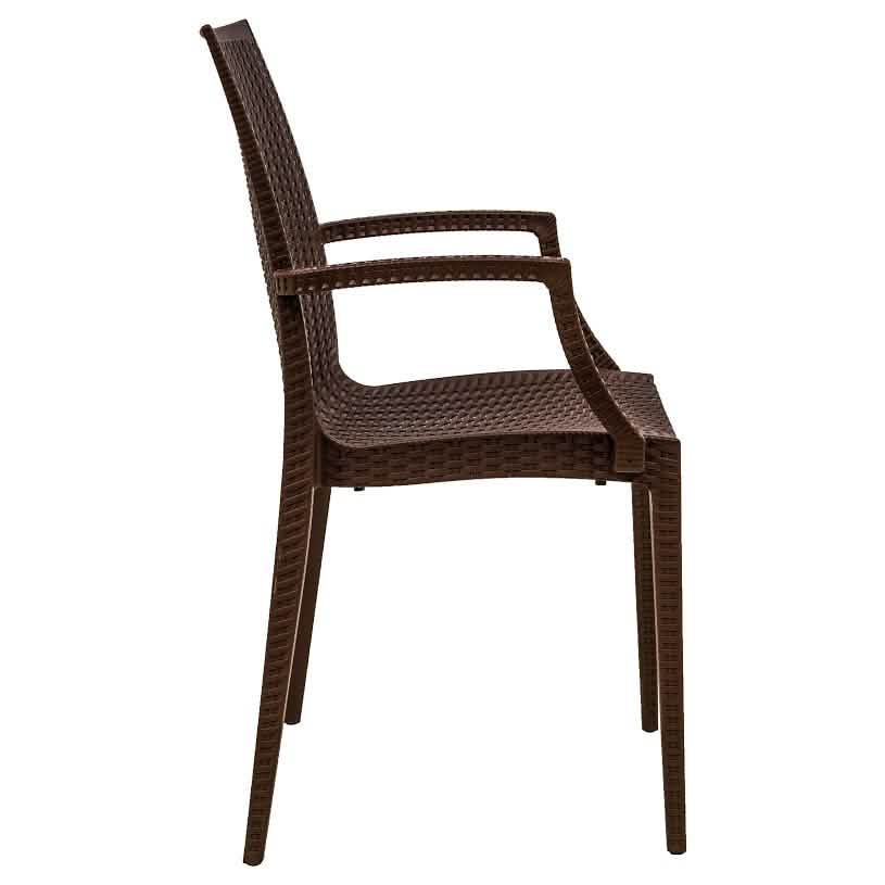 Weave Mace Indoor/Outdoor Chair (With Arms) White Leisuremod