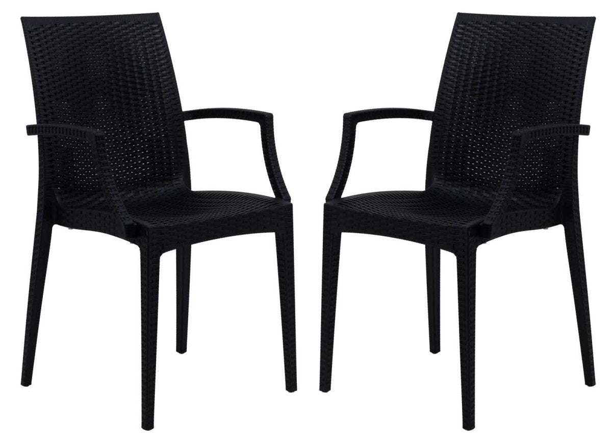 Weave Mace Indoor/Outdoor Chair (With Arms) White Leisuremod