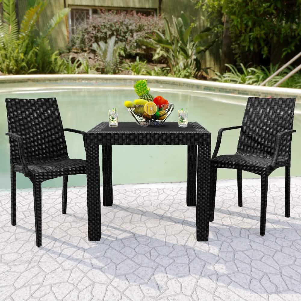 Weave Mace Indoor/Outdoor Chair (With Arms) White Leisuremod
