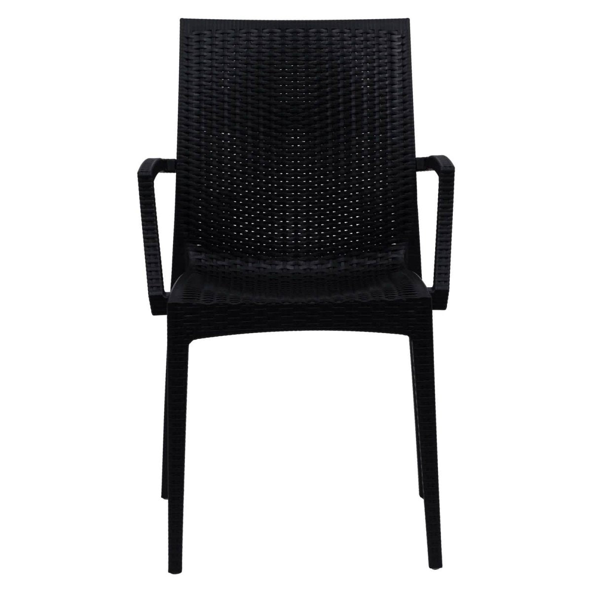 Weave Mace Indoor/Outdoor Chair (With Arms) White Leisuremod