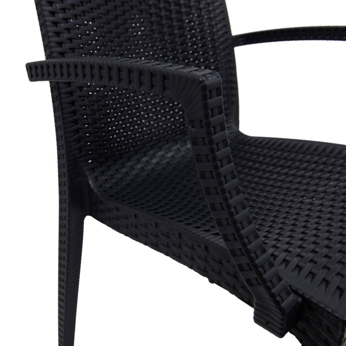 Weave Mace Indoor/Outdoor Chair (With Arms) Black Leisuremod