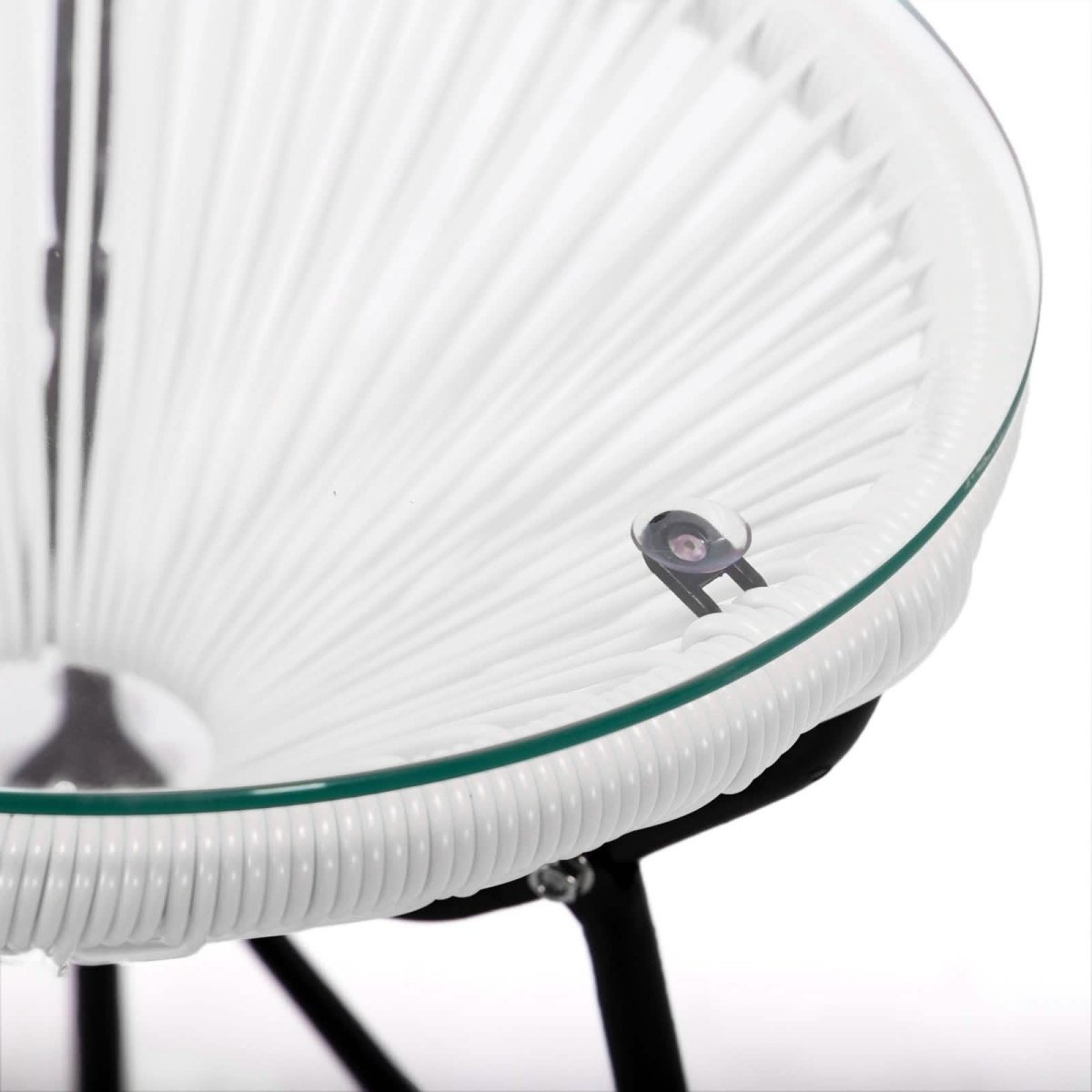 Leisuremod White Montara 3 Piece Outdoor Lounge Patio Chairs With Glass Top Table