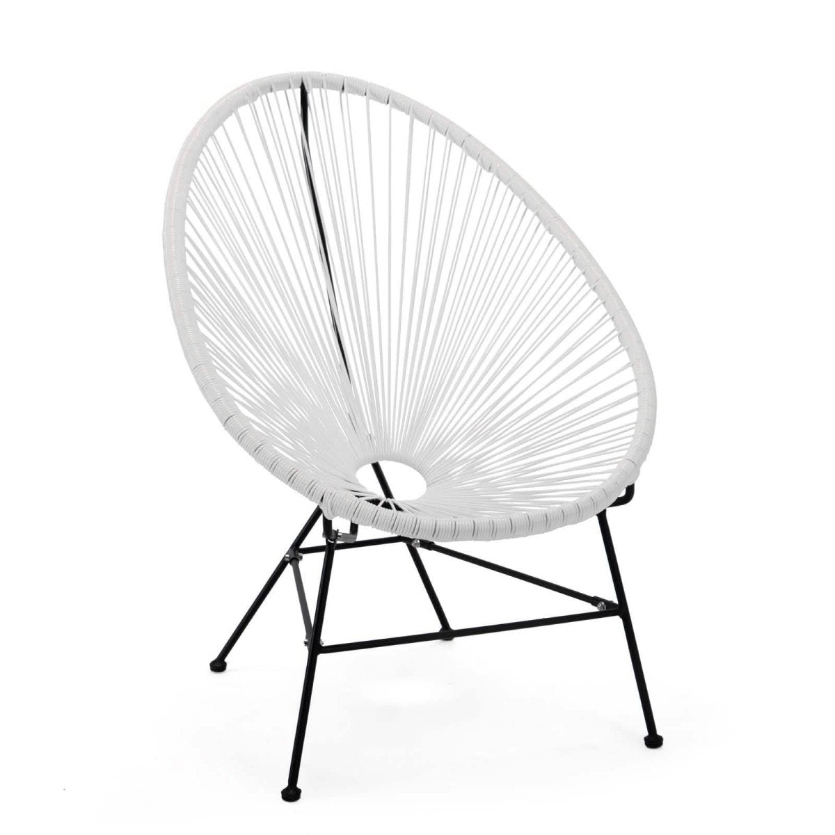 Leisuremod White Montara 3 Piece Outdoor Lounge Patio Chairs With Glass Top Table