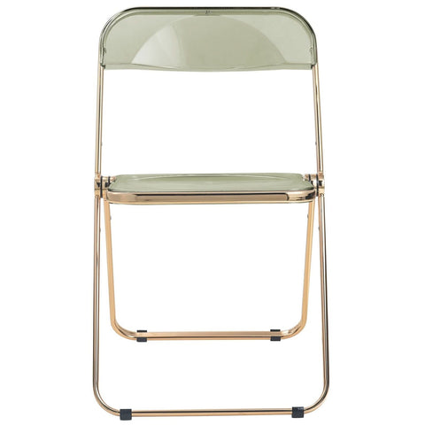 Lawrence Acrylic Folding Chair With Gold Metal Frame Set of 2