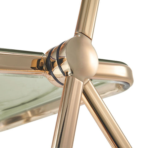 Lawrence Acrylic Folding Chair With Gold Metal Frame Set of 2