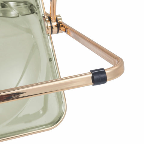 Lawrence Acrylic Folding Chair With Gold Metal Frame Set of 2
