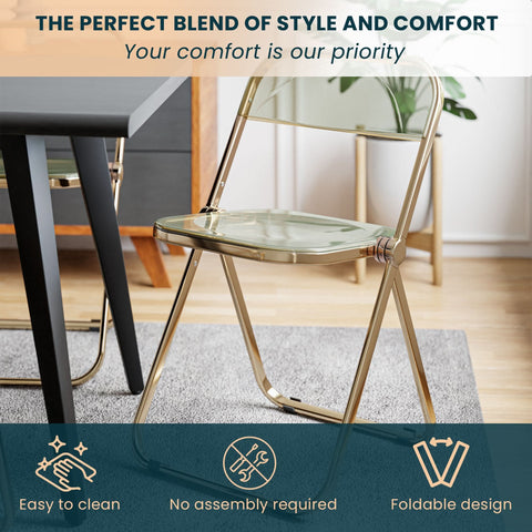 Lawrence Acrylic Folding Chair With Metal Frame