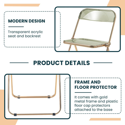 Lawrence Acrylic Folding Chair With Metal Frame