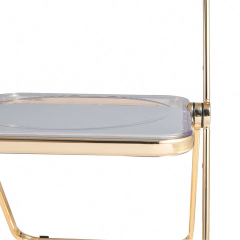 Lawrence Acrylic Folding Chair With Gold Metal Frame Set of 2