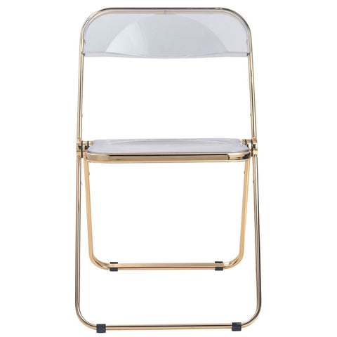Lawrence Acrylic Folding Chair With Gold Metal Frame Set of 2