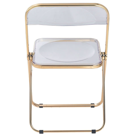 Lawrence Acrylic Folding Chair With Gold Metal Frame Set of 2