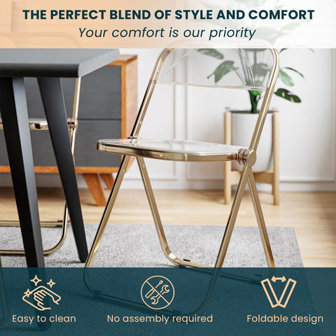 Lawrence Acrylic Folding Chair With Metal Frame