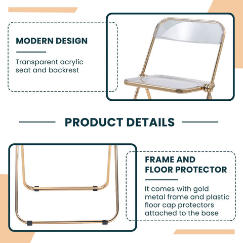 Lawrence Acrylic Folding Chair With Metal Frame
