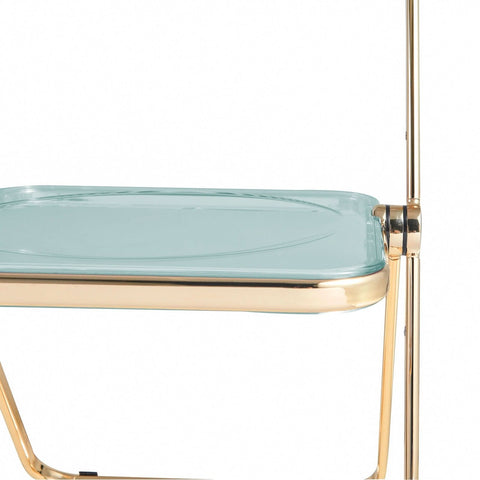 Lawrence Acrylic Folding Chair With Gold Metal Frame Set of 2