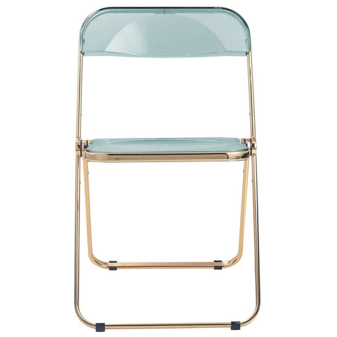 Lawrence Acrylic Folding Chair With Gold Metal Frame Set of 2