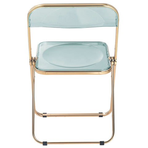 Lawrence Acrylic Folding Chair With Gold Metal Frame Set of 2