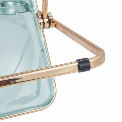 Lawrence Acrylic Folding Chair With Gold Metal Frame Set of 2