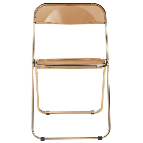Lawrence Acrylic Folding Chair With Gold Metal Frame Set of 2