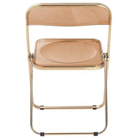 Lawrence Acrylic Folding Chair With Gold Metal Frame Set of 2