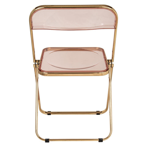 Lawrence Acrylic Folding Chair With Gold Metal Frame Set of 2