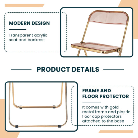 Lawrence Acrylic Folding Chair With Metal Frame