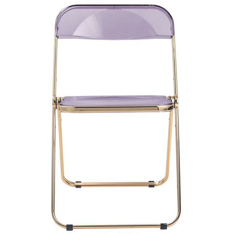 Lawrence Acrylic Folding Chair With Gold Metal Frame Set of 2