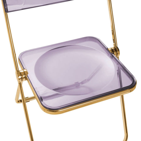 Lawrence Acrylic Folding Chair With Gold Metal Frame Set of 2