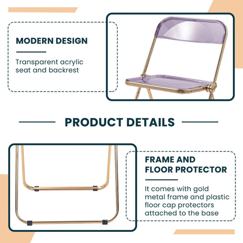 Lawrence Acrylic Folding Chair With Metal Frame