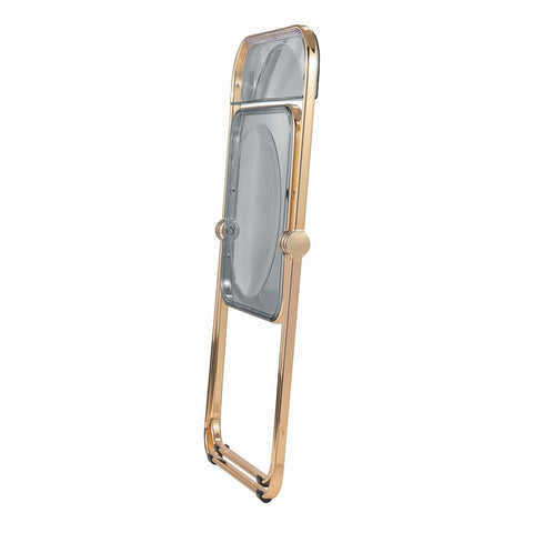 Lawrence Acrylic Folding Chair With Gold Metal Frame Set of 2