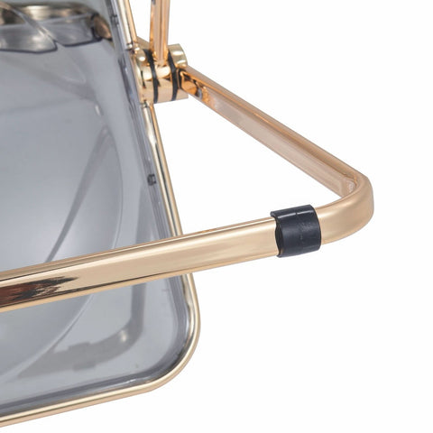Lawrence Acrylic Folding Chair With Gold Metal Frame Set of 2