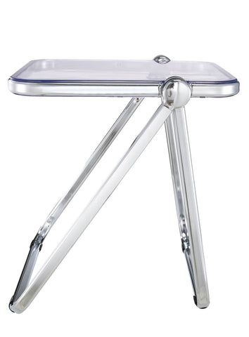 Lawrence Square Folding Side Table with Plastic Tabletop in Chrome Aluminum/Iron Frame