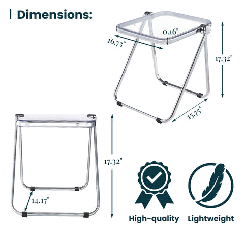 Lawrence Square Folding Side Table with Plastic Tabletop in Chrome Aluminum/Iron Frame