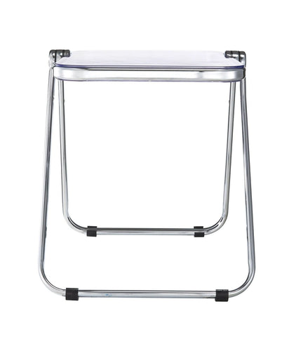 Lawrence Square Folding Side Table with Plastic Tabletop in Chrome Aluminum/Iron Frame