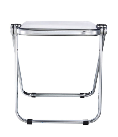 Lawrence Square Folding Side Table with Plastic Tabletop in Chrome Aluminum/Iron Frame