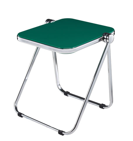 Lawrence Square Folding Side Table with Plastic Tabletop in Chrome Aluminum/Iron Frame