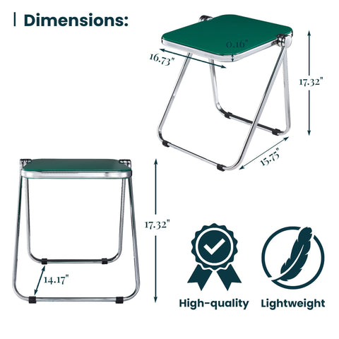 Lawrence Square Folding Side Table with Plastic Tabletop in Chrome Aluminum/Iron Frame