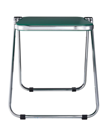 Lawrence Square Folding Side Table with Plastic Tabletop in Chrome Aluminum/Iron Frame