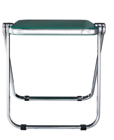Lawrence Square Folding Side Table with Plastic Tabletop in Chrome Aluminum/Iron Frame