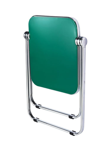 Lawrence Square Folding Side Table with Plastic Tabletop in Chrome Aluminum/Iron Frame