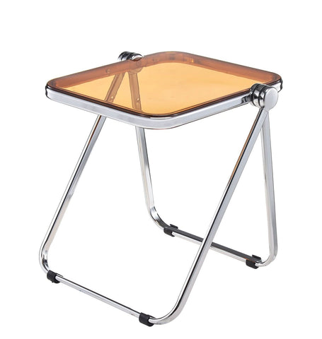 Lawrence Square Folding Side Table with Plastic Tabletop in Chrome Aluminum/Iron Frame
