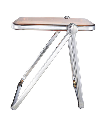 Lawrence Square Folding Side Table with Plastic Tabletop in Chrome Aluminum/Iron Frame