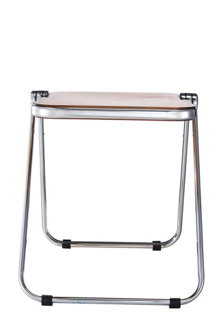 Lawrence Square Folding Side Table with Plastic Tabletop in Chrome Aluminum/Iron Frame