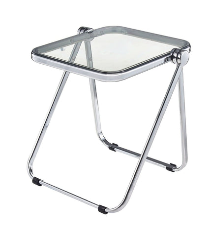Lawrence Square Folding Side Table with Plastic Tabletop in Chrome Aluminum/Iron Frame